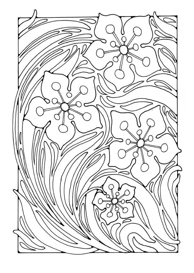 estampado de flores Dibujo para colorear estampado de flores