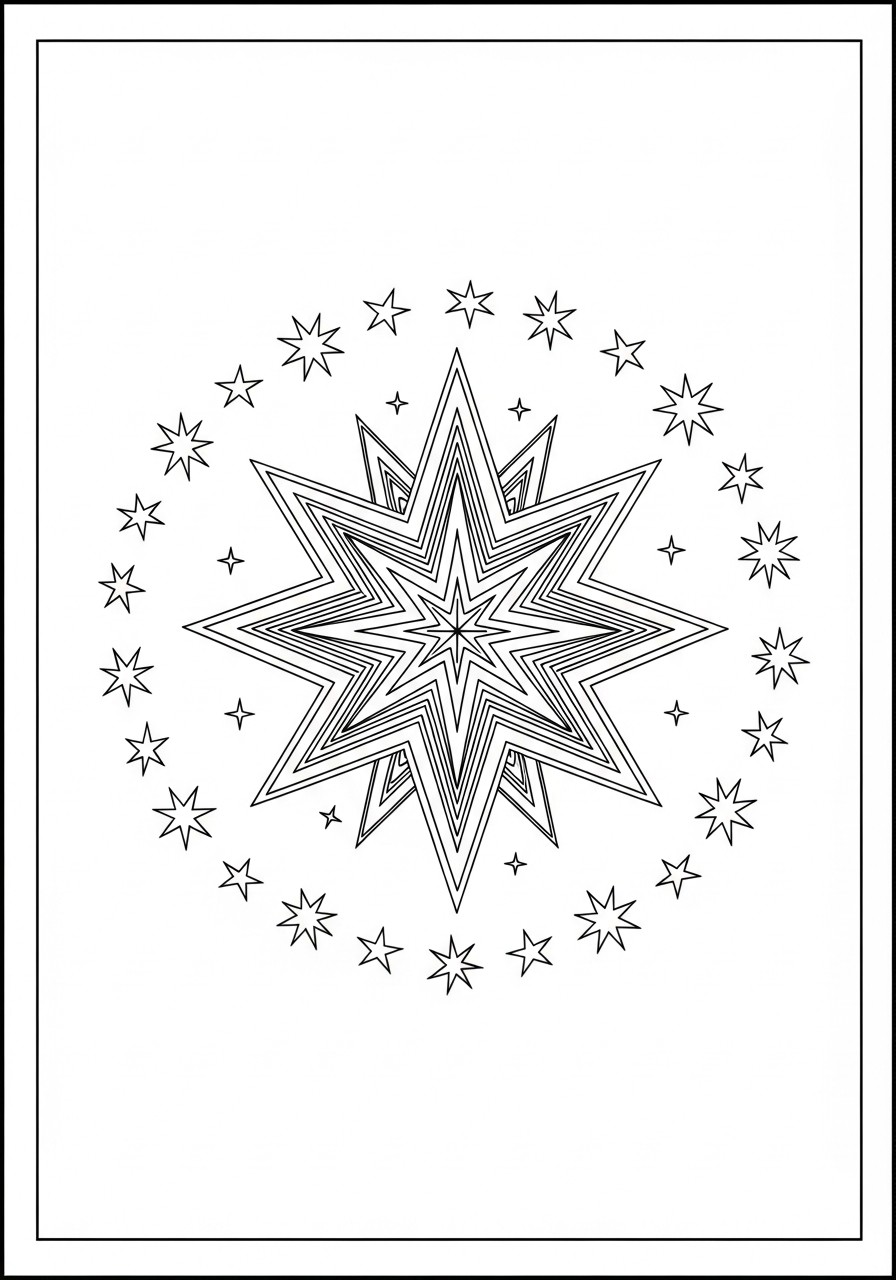 estrella navidena con pequenas estrellas Dibujo para colorear estrella navidena con pequenas estrellas