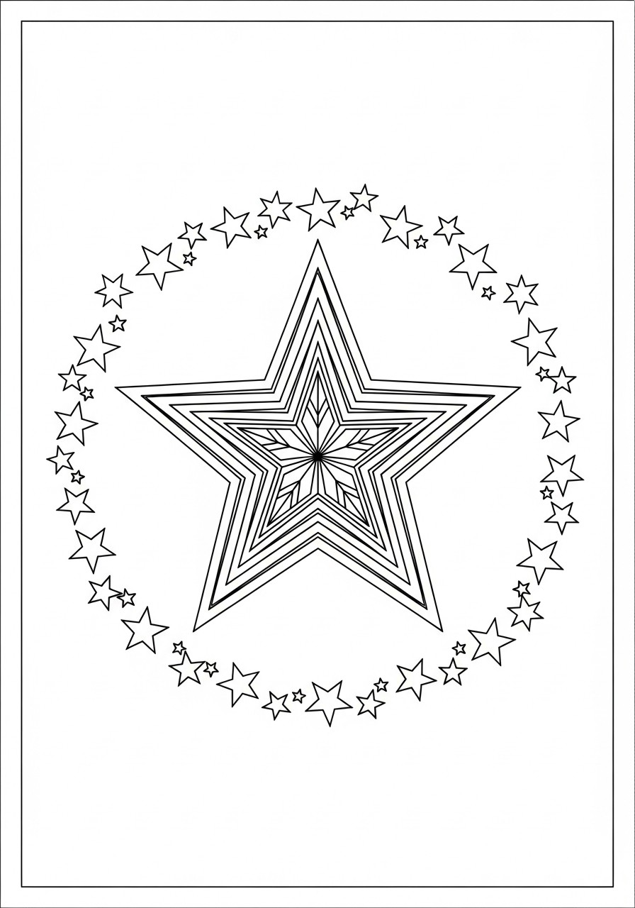 Dibujo para colorear estrellas en navidad