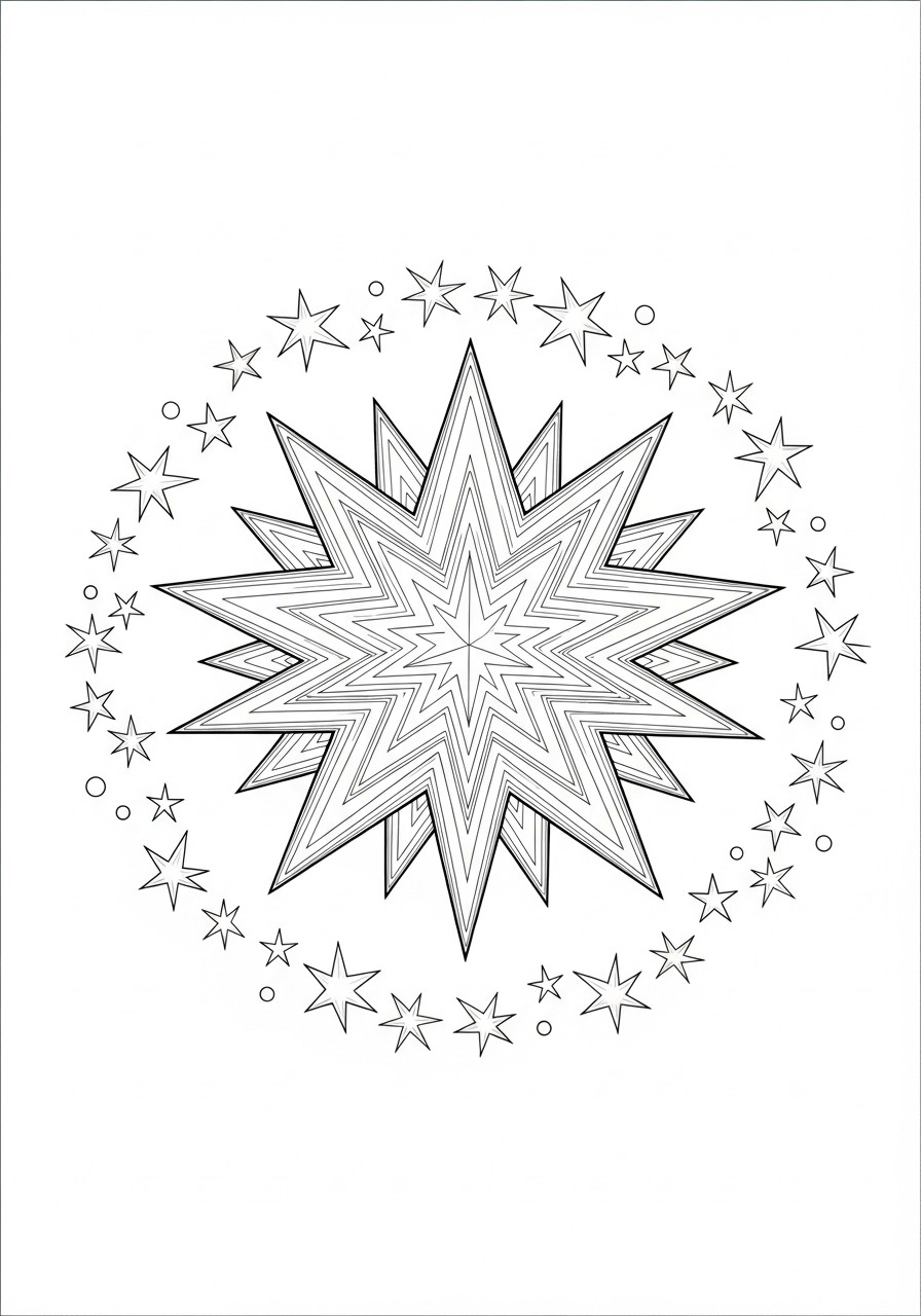 Dibujo para colorear estrellas en navidad