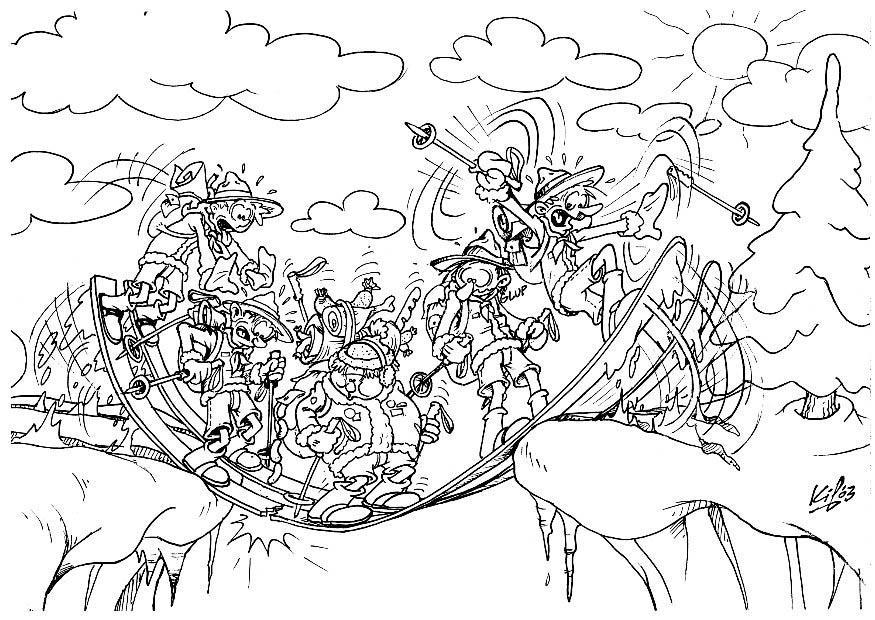 exploradores en el campamento de invierno Dibujo para colorear exploradores en el campamento de invierno