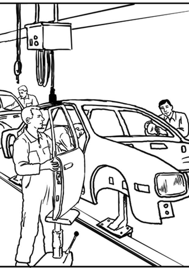 Dibujo para colorear fA¡brica de coches