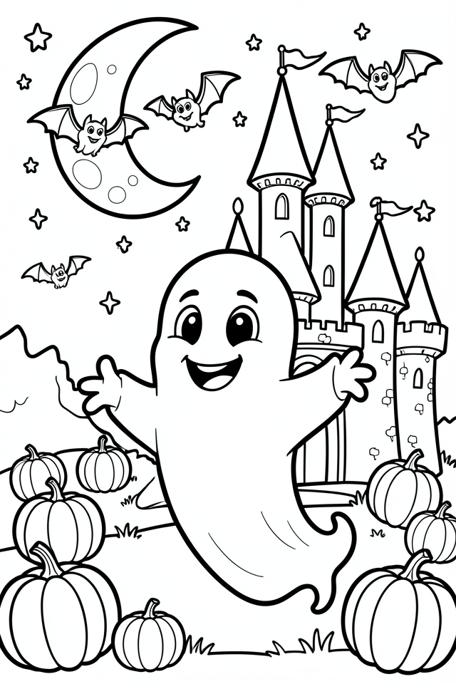 fantasma frente al castillo Dibujo para colorear fantasma frente al castillo
