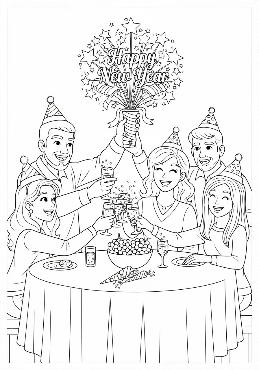 feliz ano nuevo Dibujo para colorear feliz ano nuevo