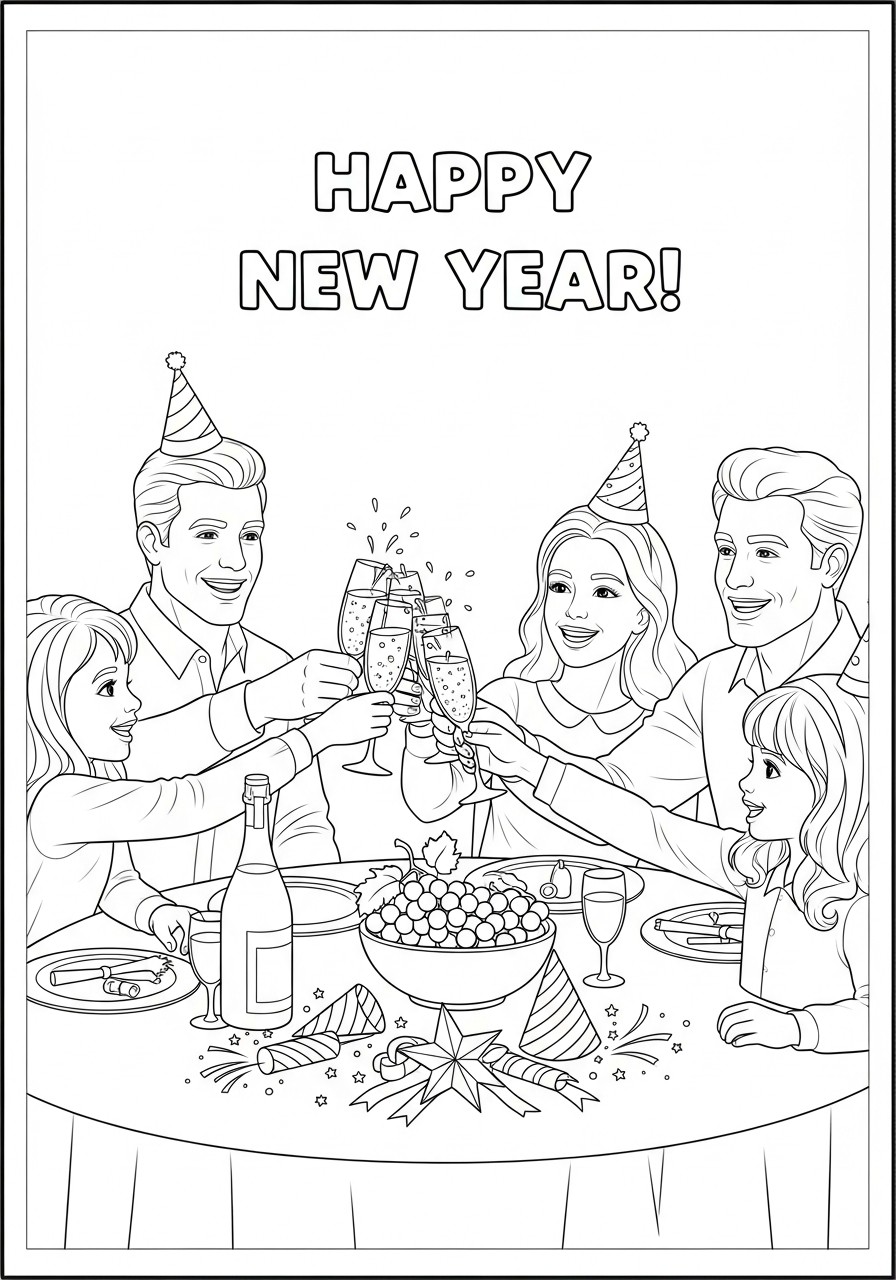 Dibujo para colorear feliz ano nuevo