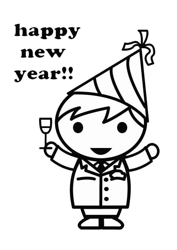 Dibujo para colorear feliz ano nuevo
