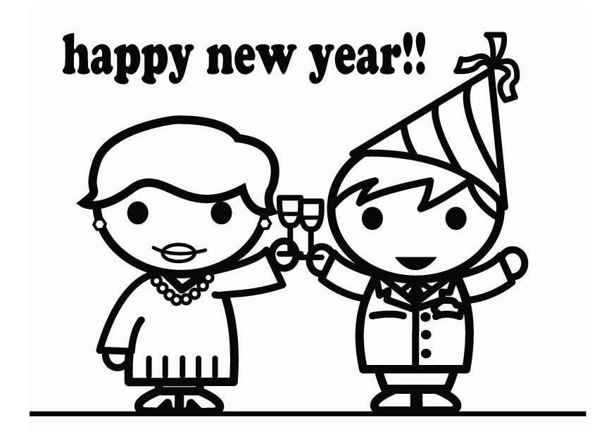 Dibujo para colorear feliz ano nuevo