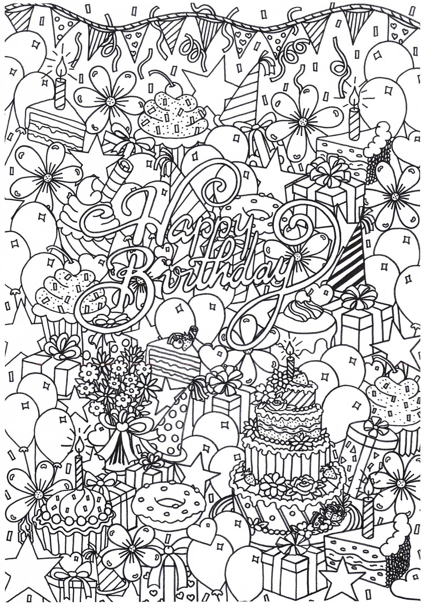 Dibujo para colorear feliz cumpleanos