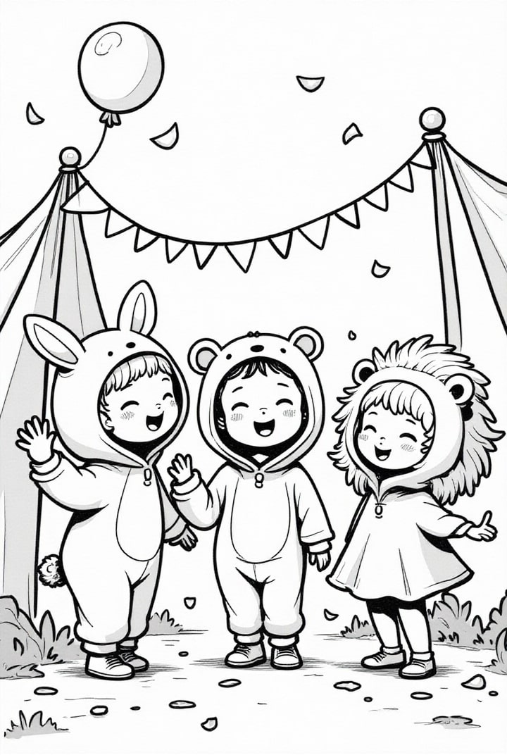 fiesta de carnaval de disfraces Dibujo para colorear fiesta de carnaval de disfraces