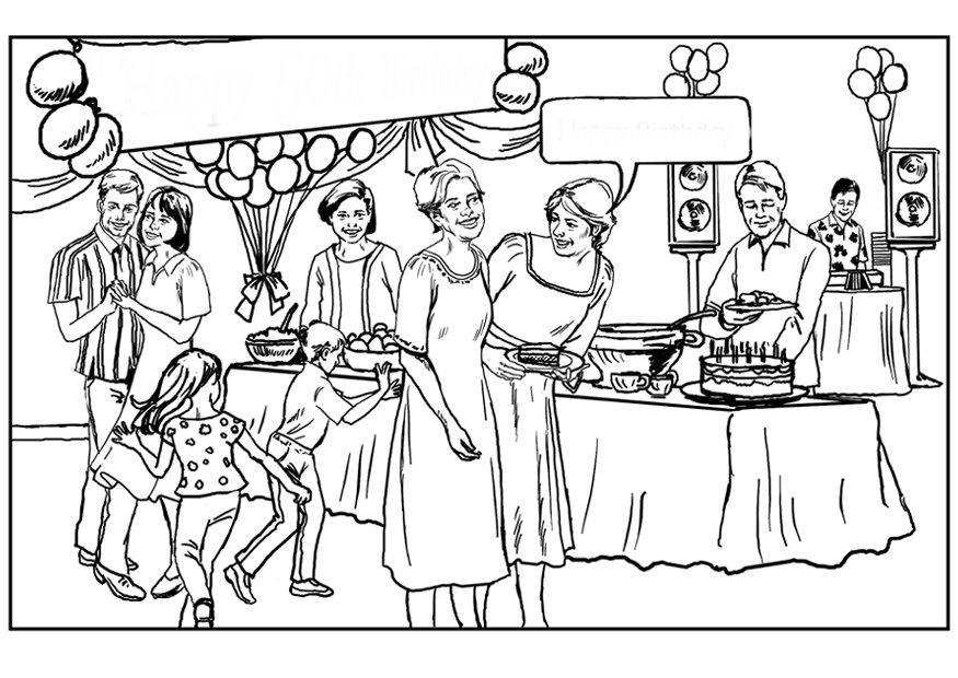 Dibujo para colorear fiesta de cumpleanos