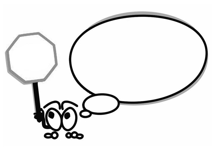 figura globo de texto y senal de stop Dibujo para colorear figura globo de texto y senal de stop