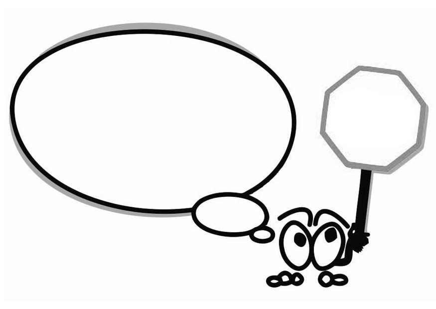 figura globo de texto y senal de stop Dibujo para colorear figura globo de texto y senal de stop