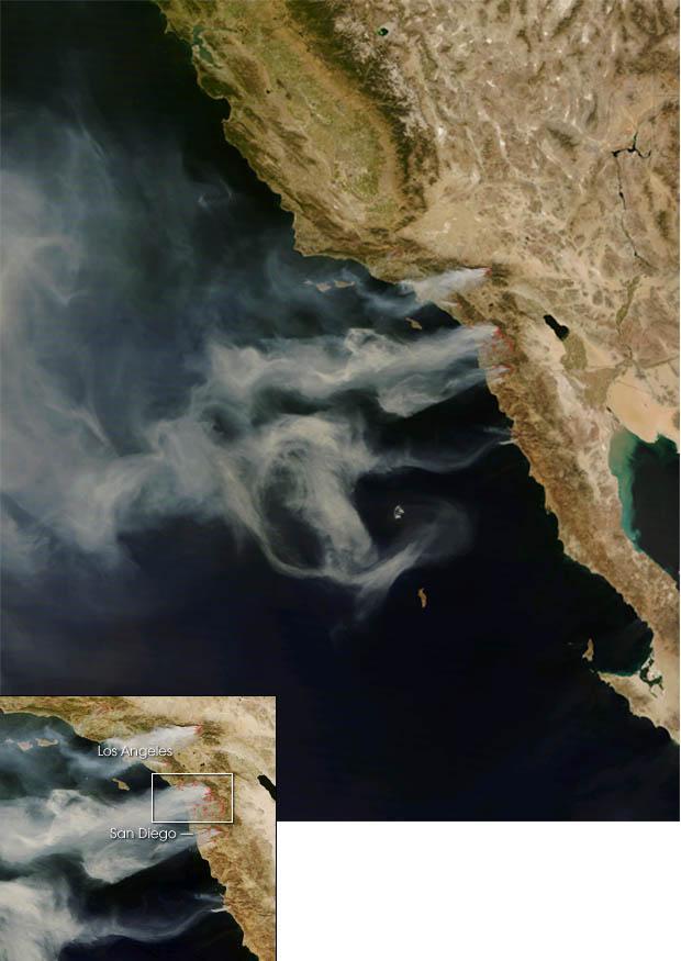 Foto focos de incendio en el sur de california