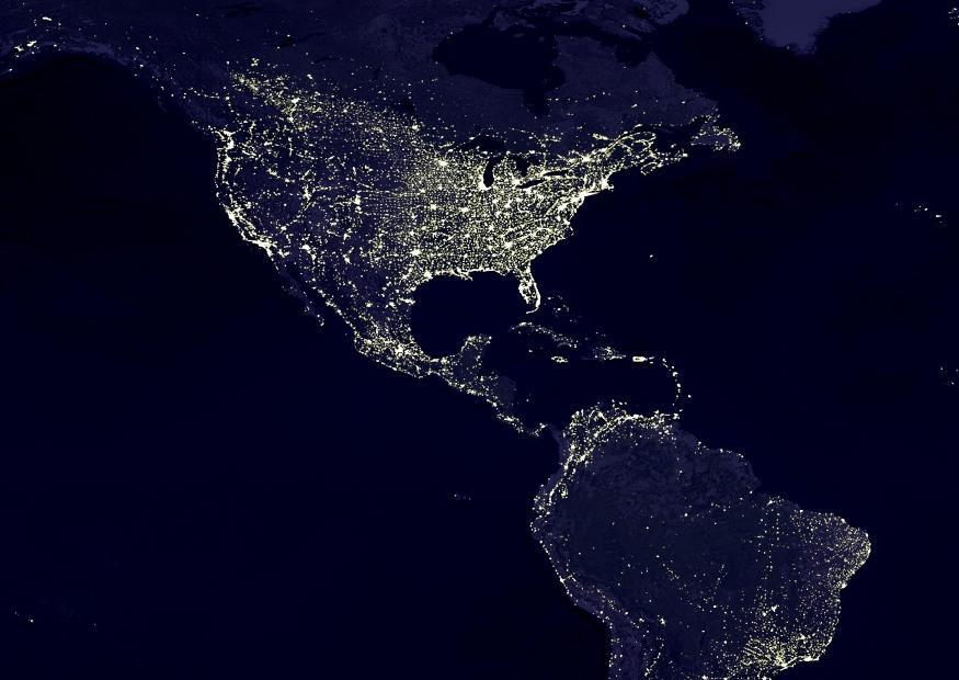 Foto la tierra por la noche, A¡reas mA¡s urbanizadas