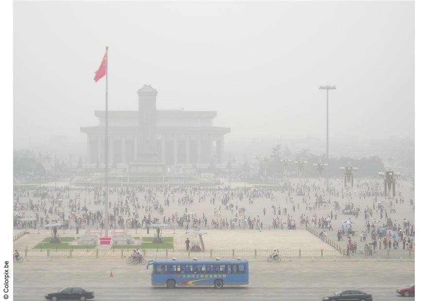 Foto plaza de tiananmen con poluciA³n