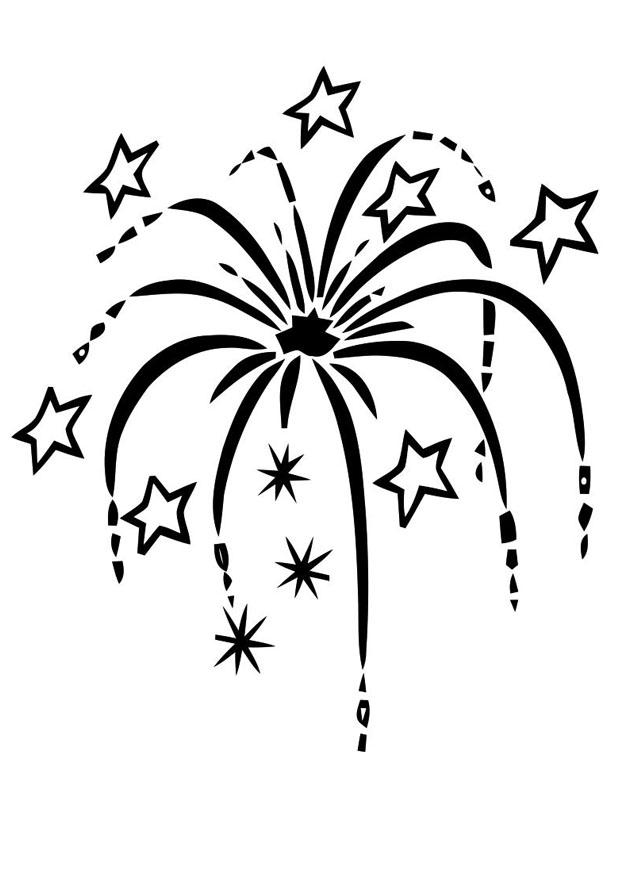 fuegos artificiales Dibujo para colorear fuegos artificiales