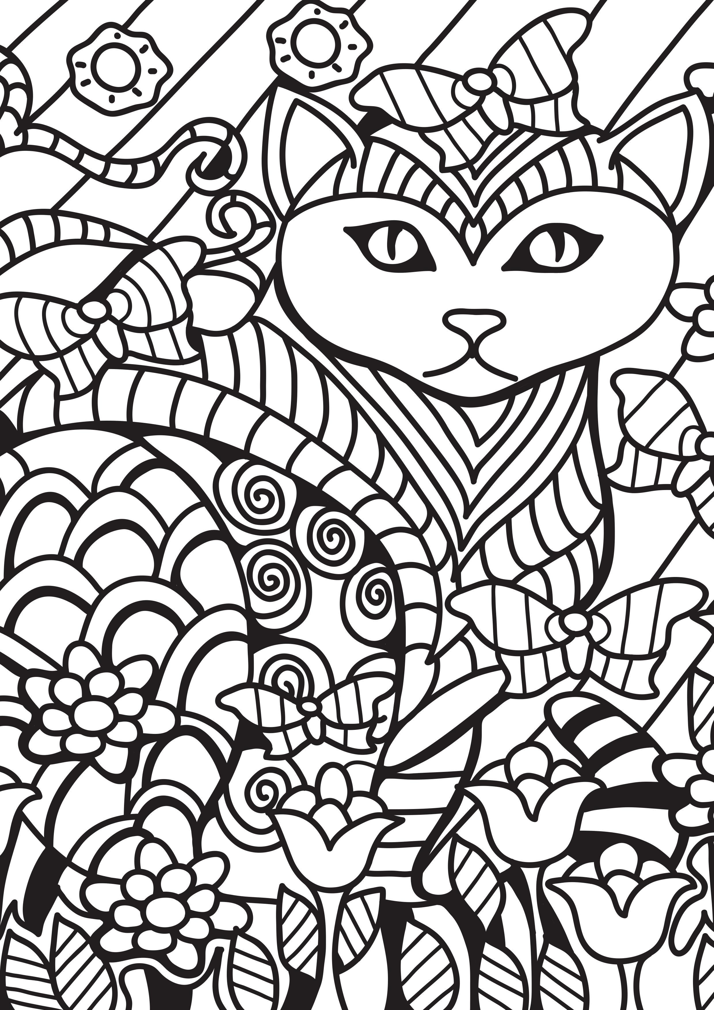 gato en el jardAn Dibujo para colorear gato en el jardAn