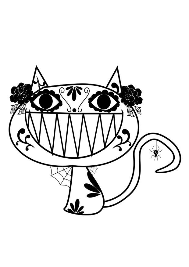 gato halloween Dibujo para colorear gato halloween