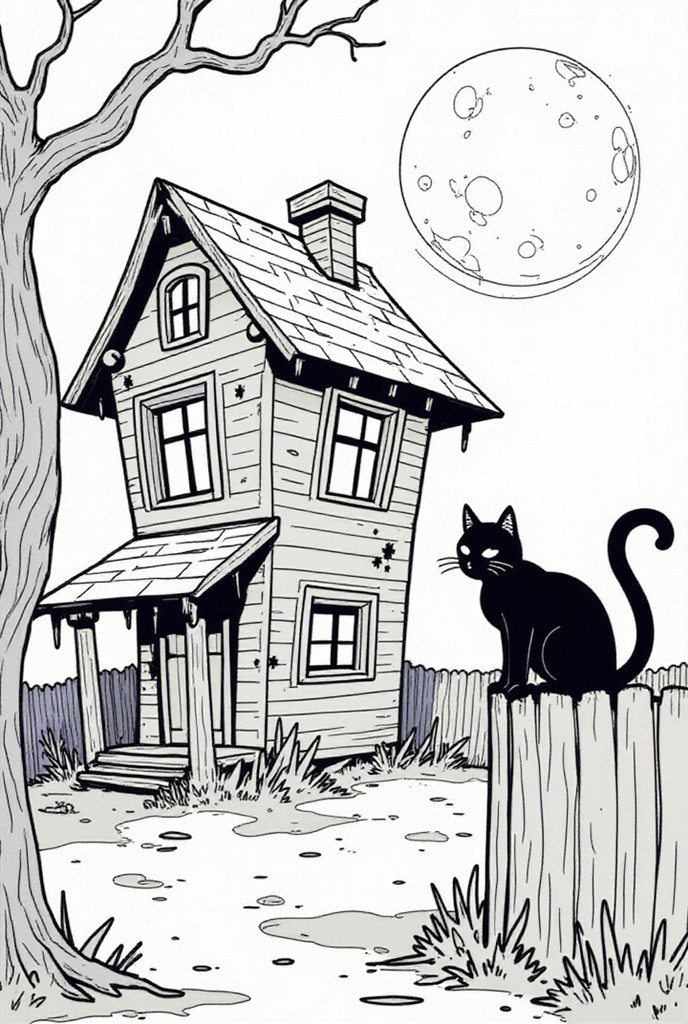 Dibujo para colorear gato negro de halloween