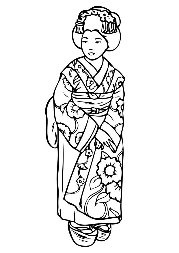Dibujo para colorear geisha