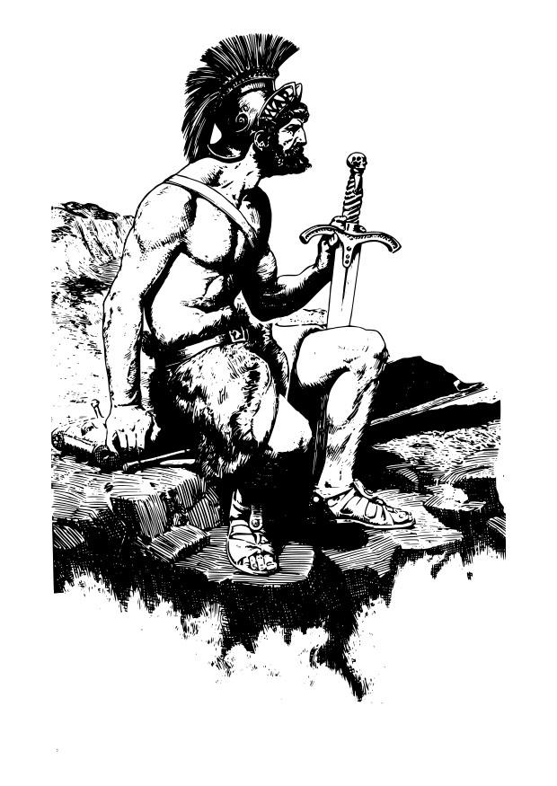 Dibujo para colorear guerrero con espada