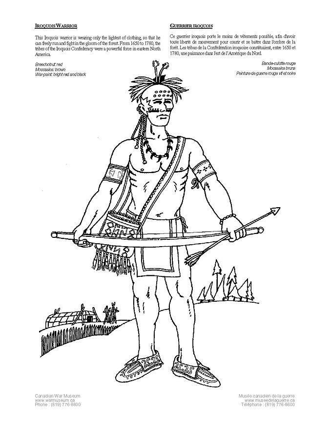 Dibujo para colorear guerrero iroquois