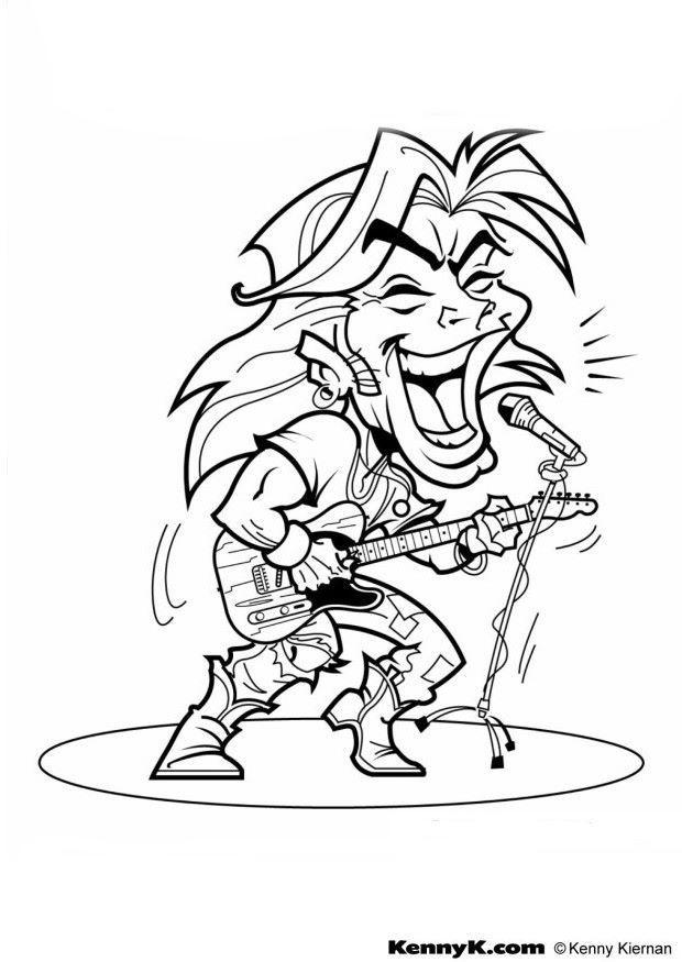 guitarra - estrella de rock Dibujo para colorear guitarra - estrella de rock
