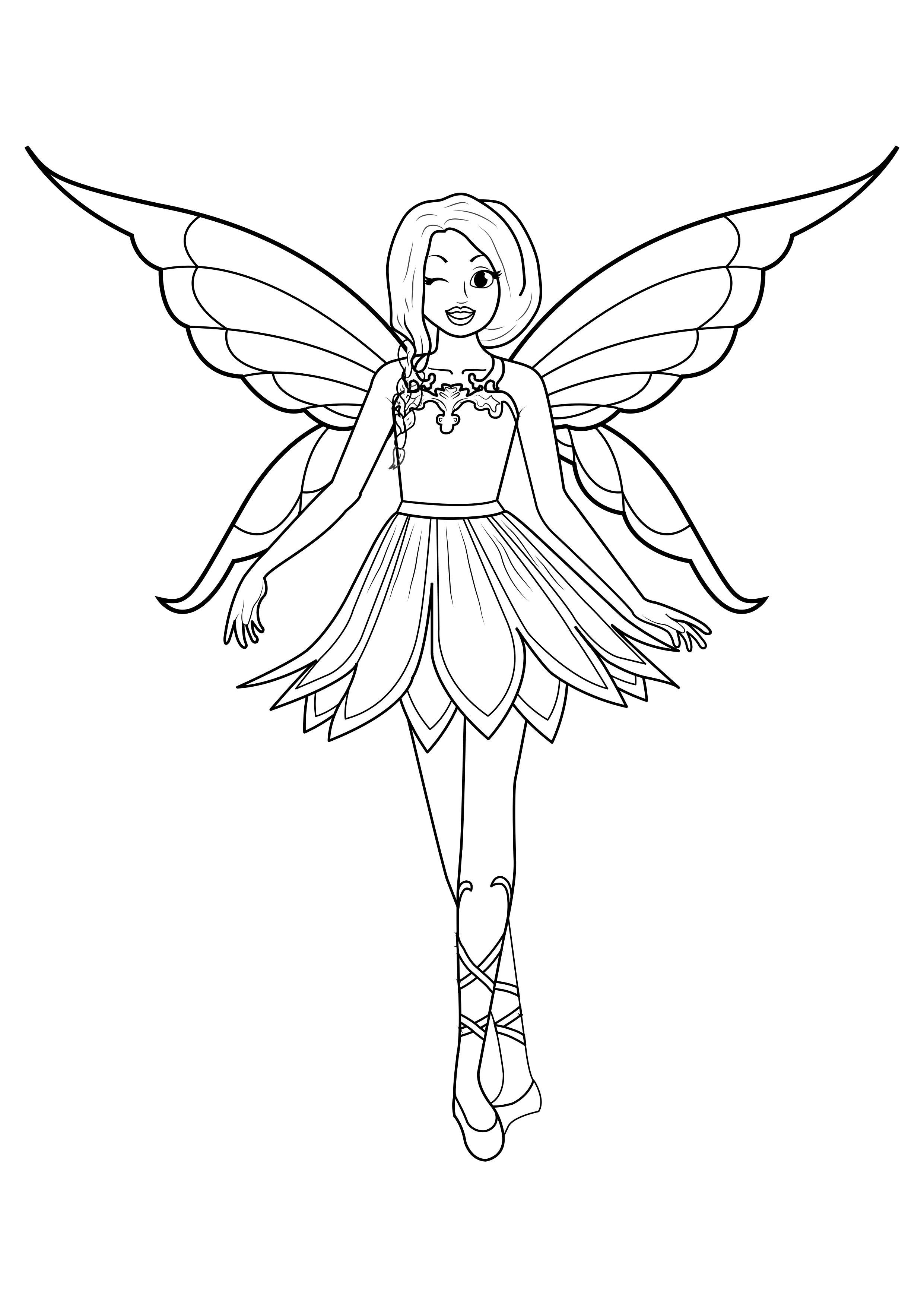 hada con guino Dibujo para colorear hada con guino