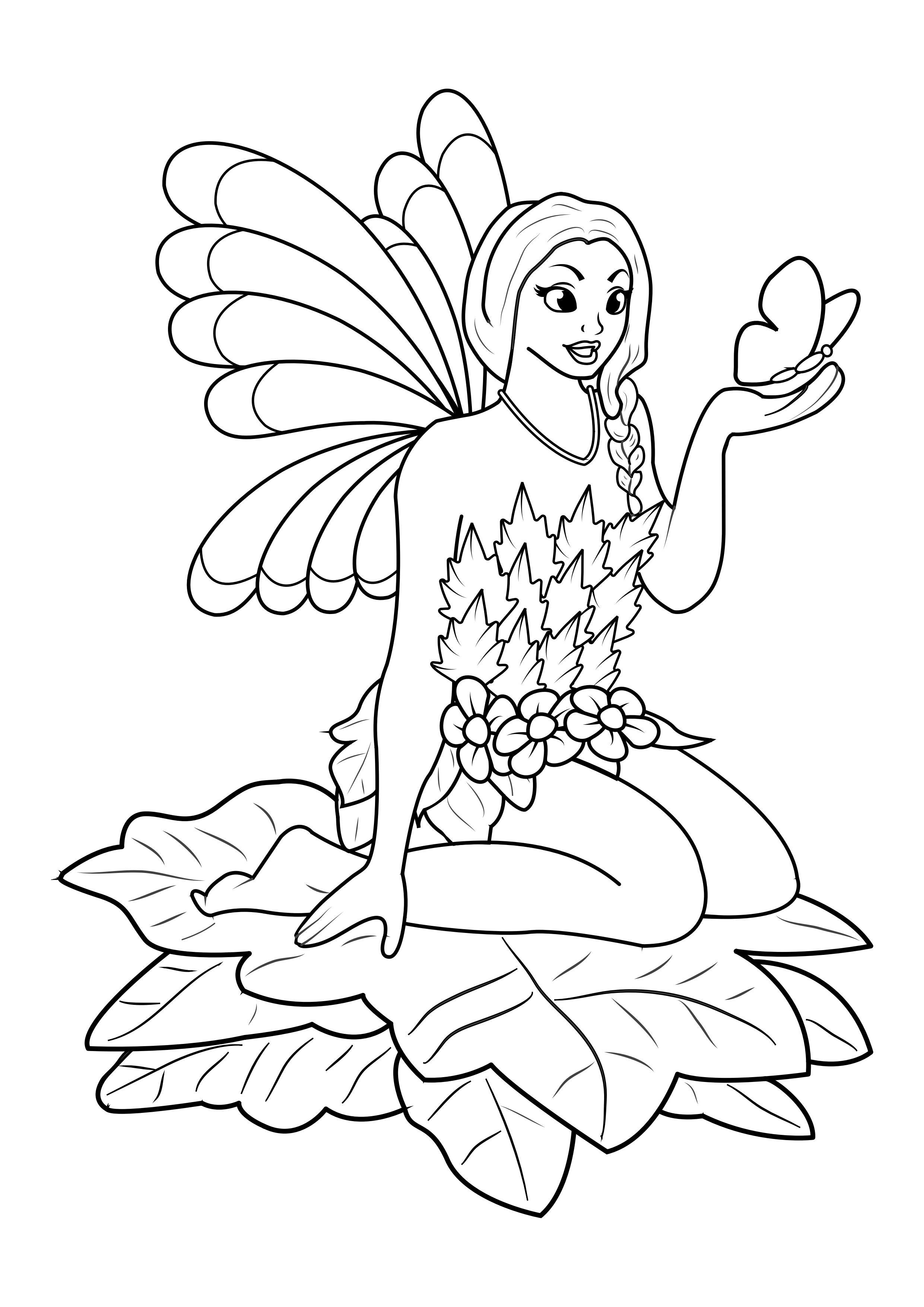 hada con mariposa Dibujo para colorear hada con mariposa
