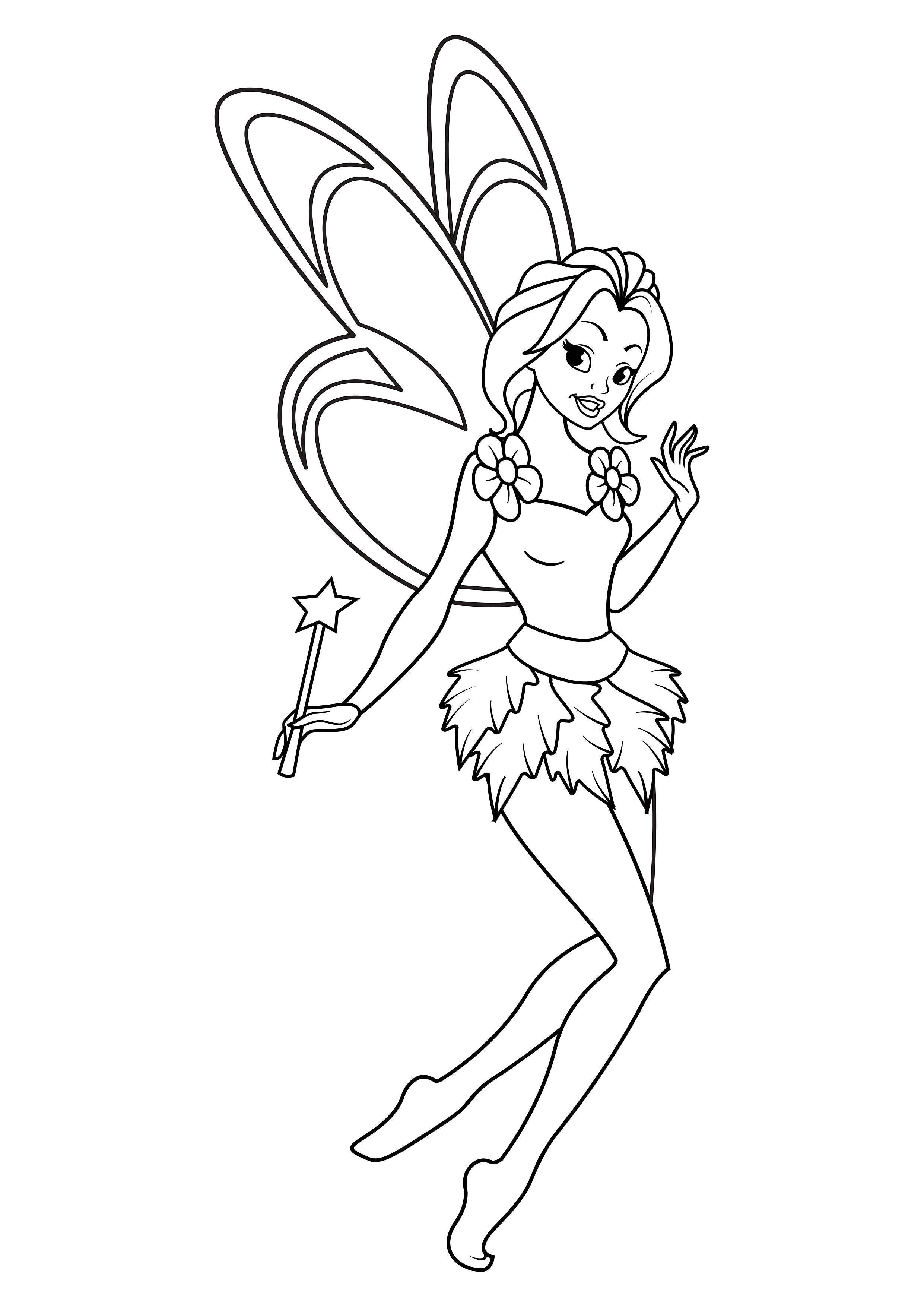 Dibujo para colorear hada con varita mA¡gica