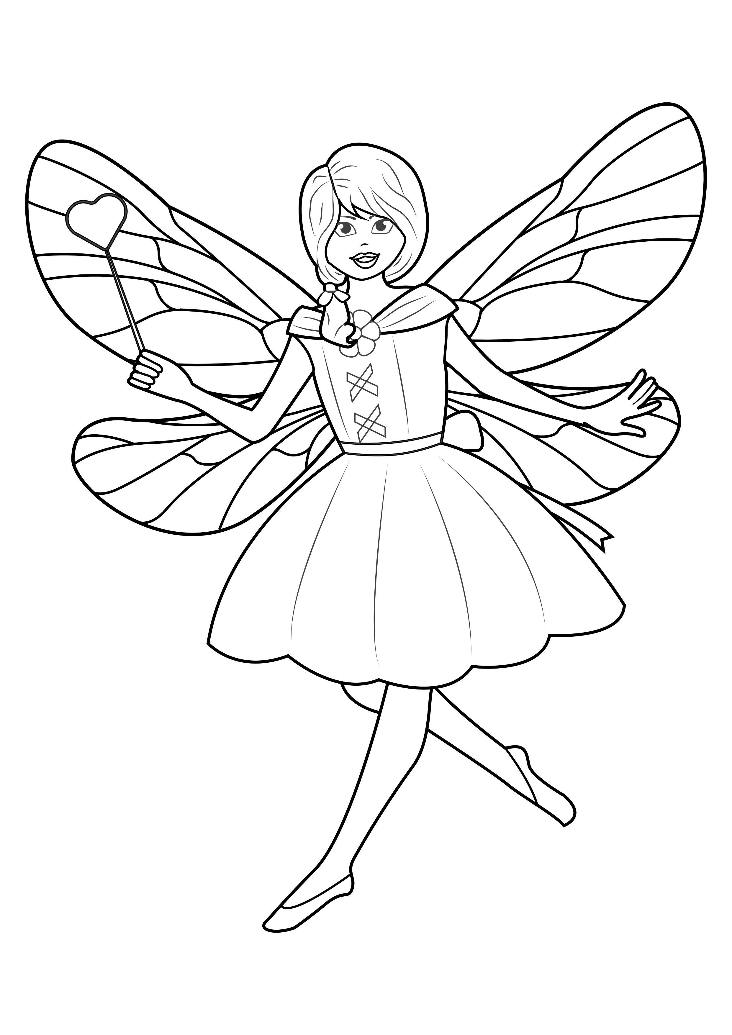 Dibujo para colorear hada con varita mA¡gica
