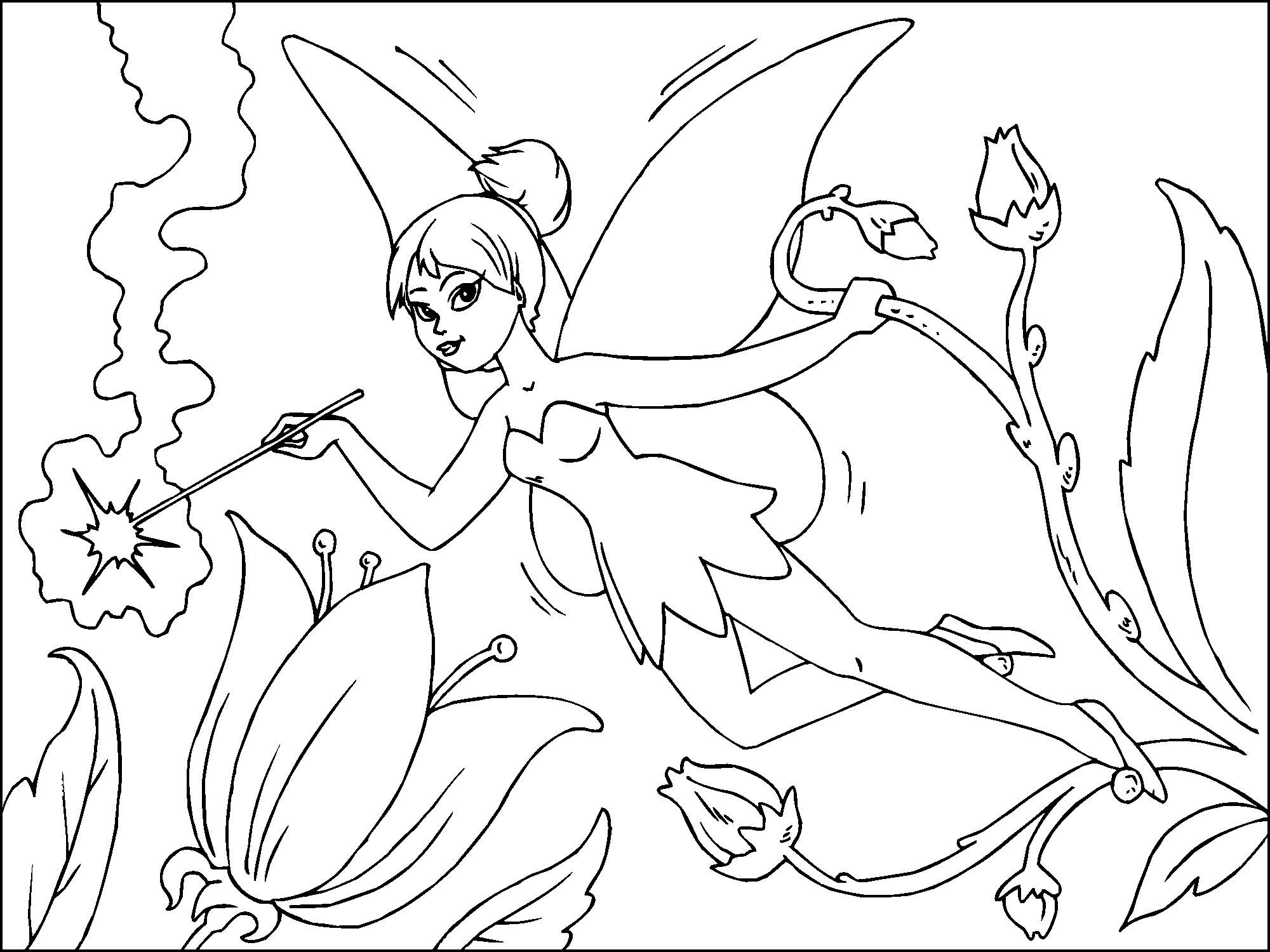 Dibujo para colorear hada de las flores
