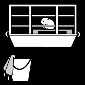 Dibujo para colorear hamster - limpiar la jaula