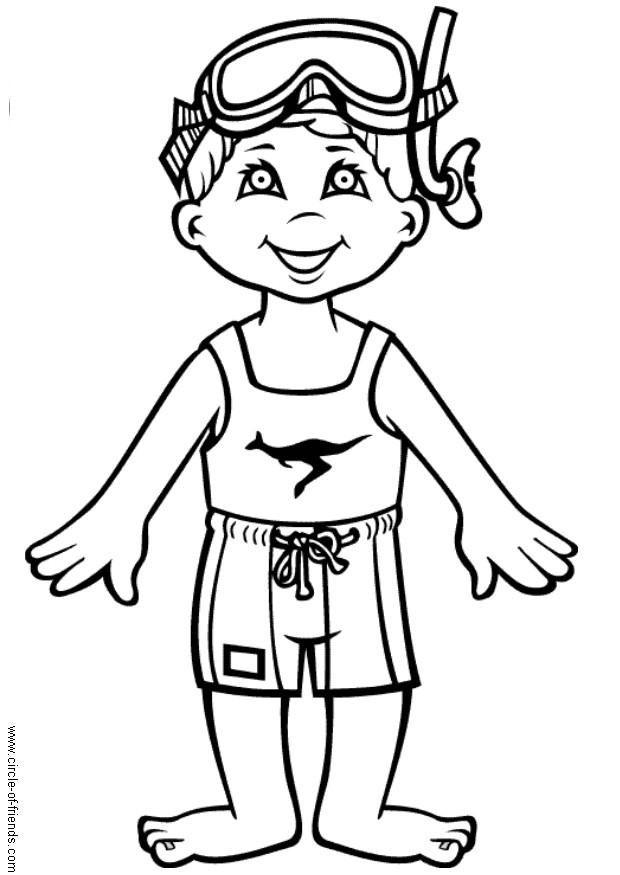 hans quiere nadar Dibujo para colorear hans quiere nadar