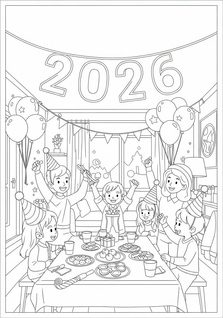 happy new year 2026 Dibujo para colorear happy new year 2026