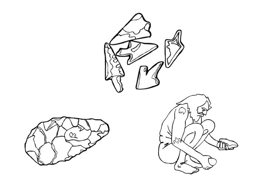 Dibujo para colorear herramientas de piedra