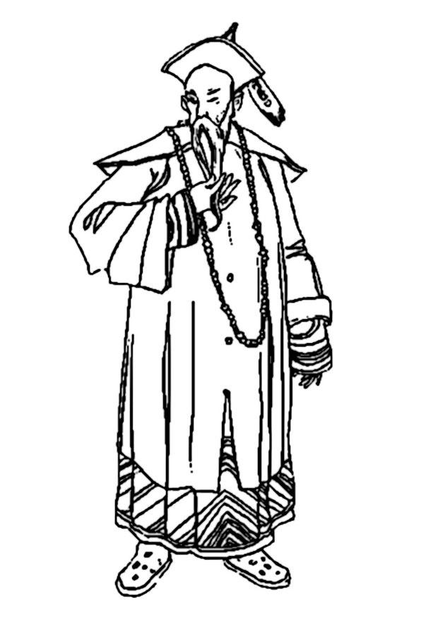 hombre chino Dibujo para colorear hombre chino