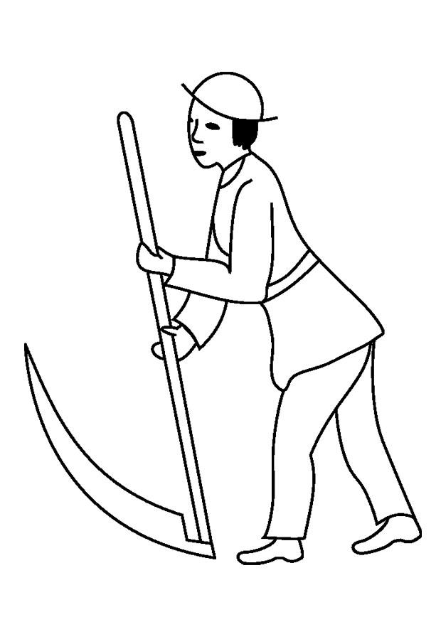 Dibujo para colorear hombre con guadana