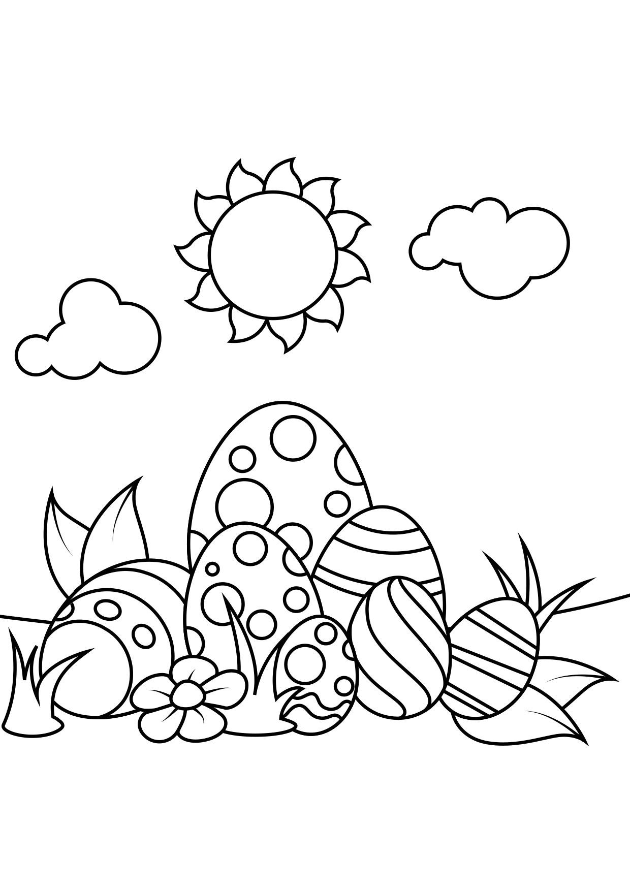 huevos de pascua bajo el sol Dibujo para colorear huevos de pascua bajo el sol