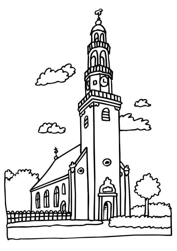 Dibujo para colorear iglesia