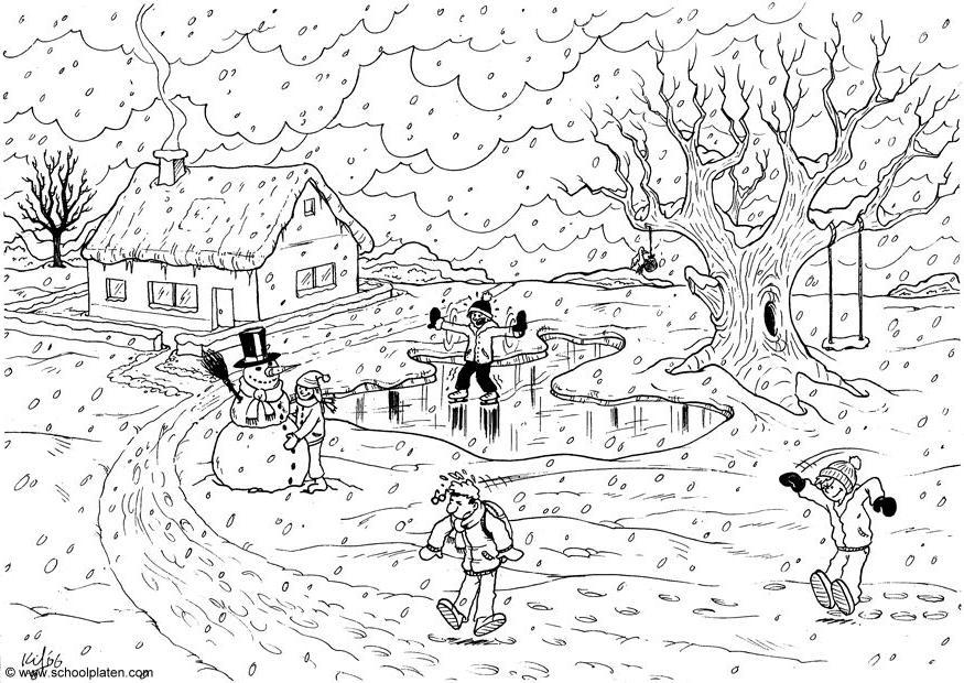 Dibujo para colorear invierno