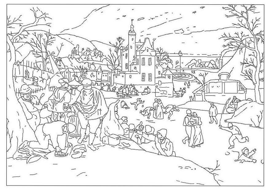 invierno - abel grimmer Dibujo para colorear invierno - abel grimmer