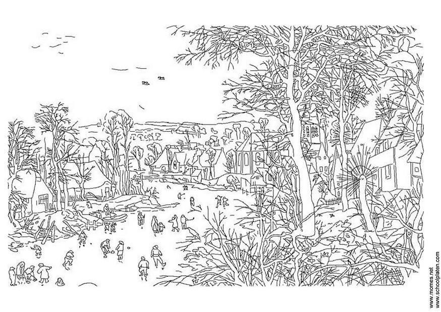invierno -pieter breughel Dibujo para colorear invierno -pieter breughel