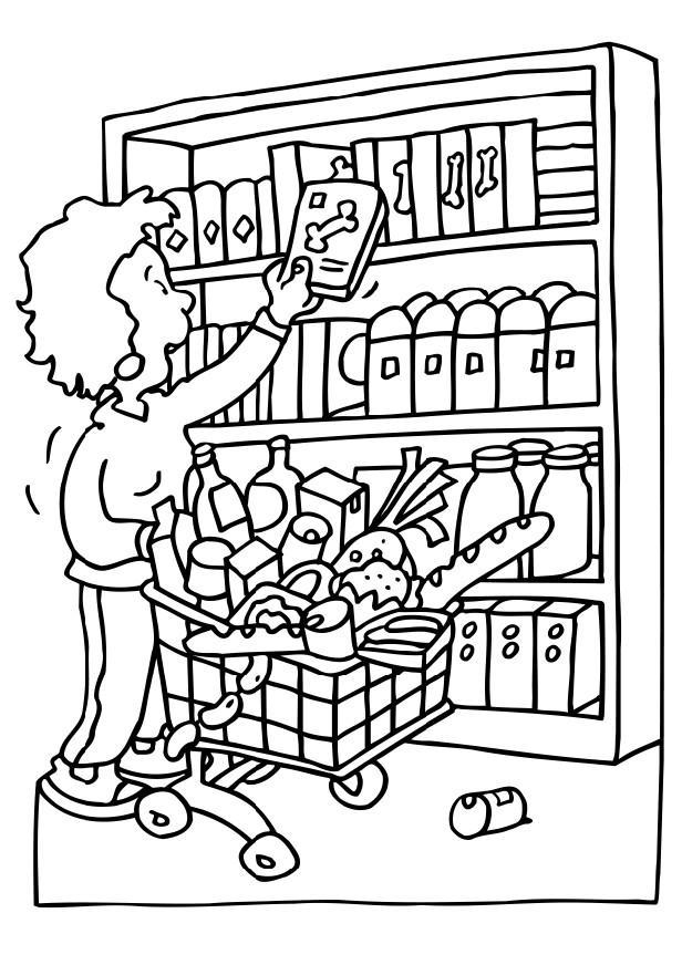 Dibujo para colorear ir de compras