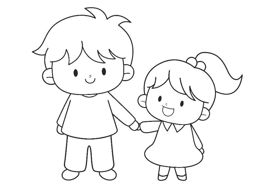 ir de la mano Dibujo para colorear ir de la mano