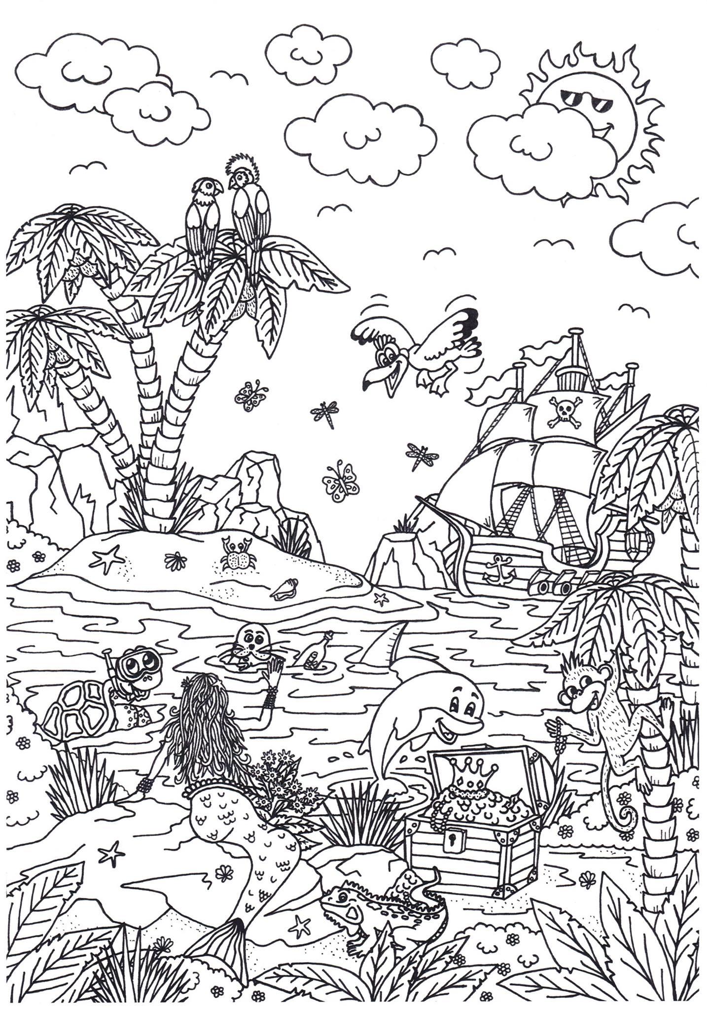 isla de cuento de hadas Dibujo para colorear isla de cuento de hadas