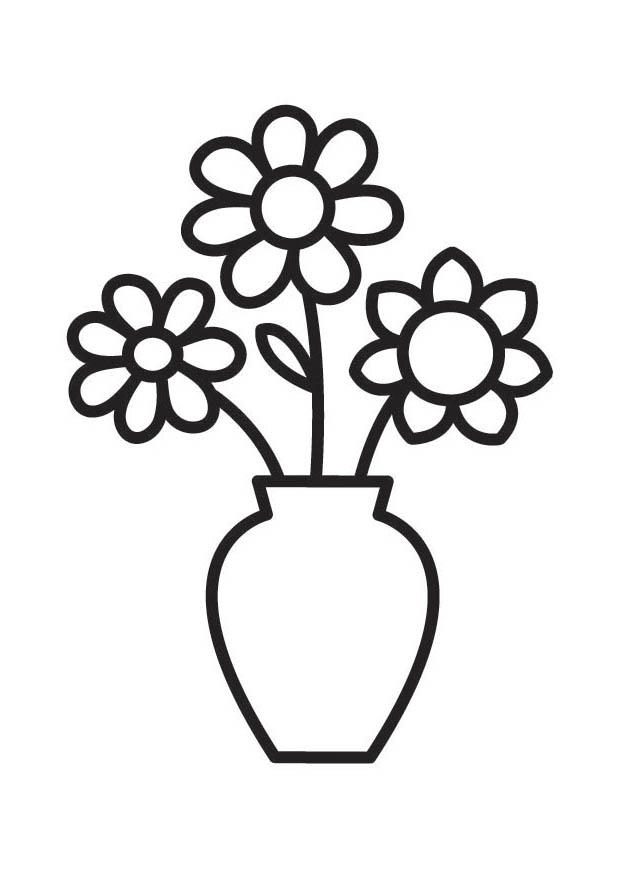 Dibujo para colorear jarrA³n con flores