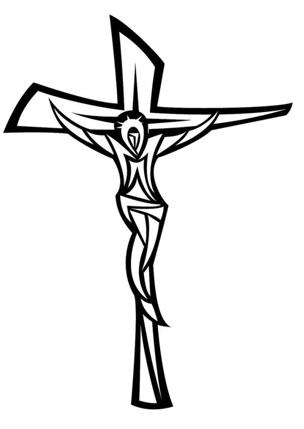Dibujo para colorear jesAºs en la cruz