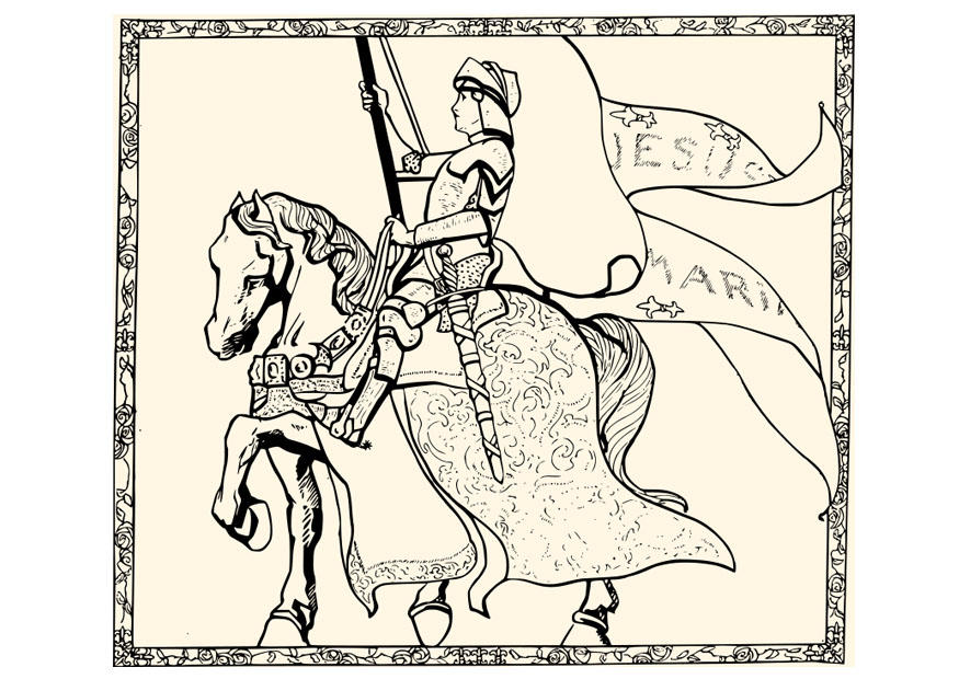 Dibujo para colorear juana de arco