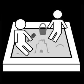 jugar en la caja de arena Dibujo para colorear jugar en la caja de arena